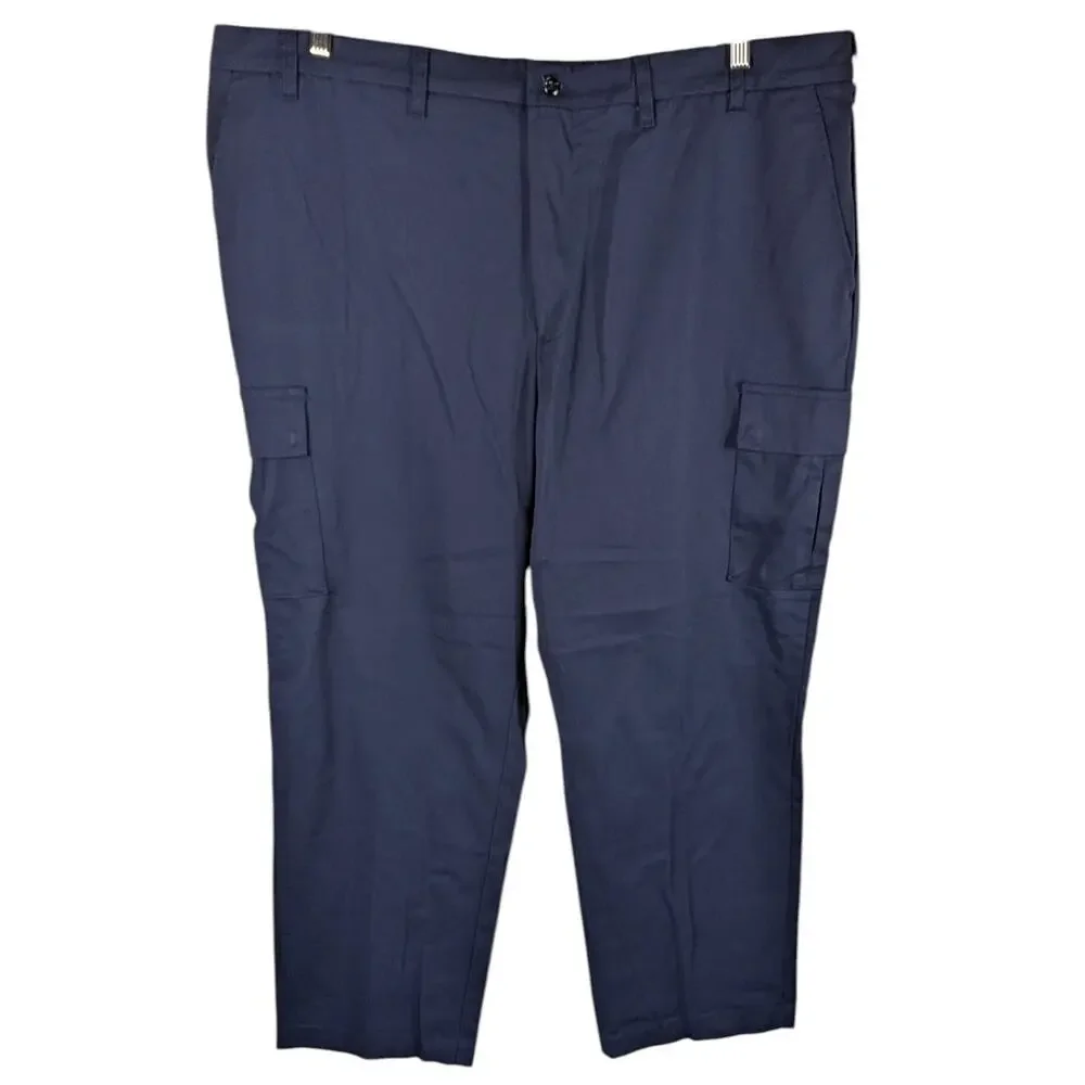 Aramark Cargo Pants Stretch Waist Mens size 48 48x30 Blue Navy Work